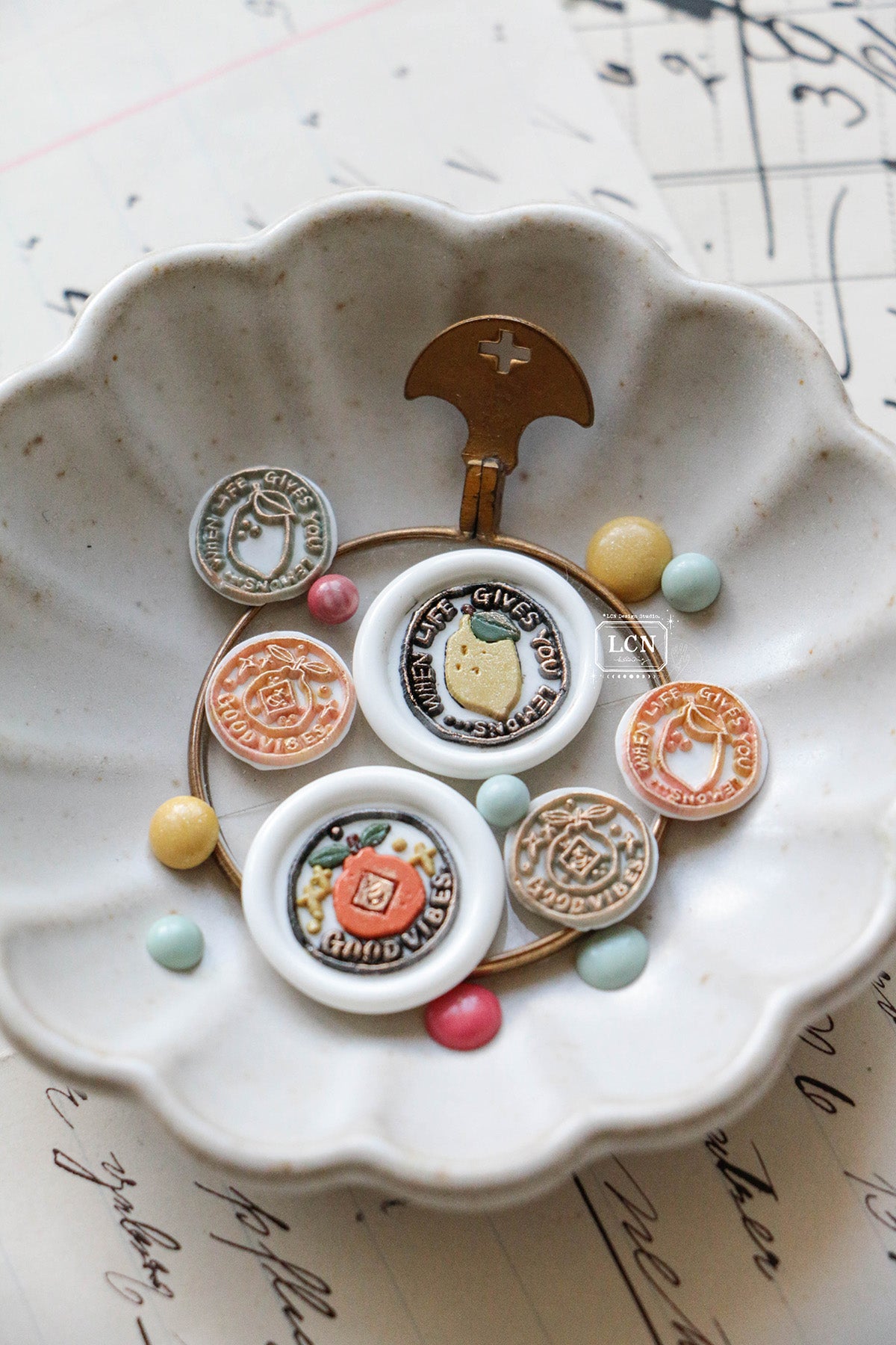 LCN Mini Double-sided Wax Seal Stamps: Lemon - L&T series