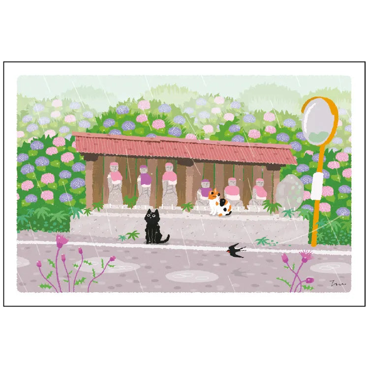 Postcard: もり としのり (Mori Toshinori): たびねこ (Tabi-Neko: Travelling Cat): Jizo Statue