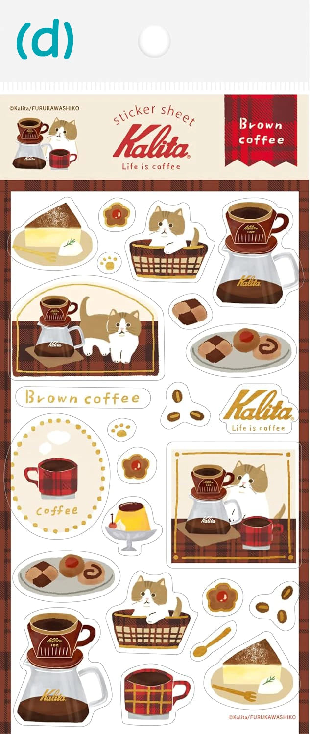Furukawa Paper: Washi Paper Stickers Sheet - Kalita: Life is Coffee Series