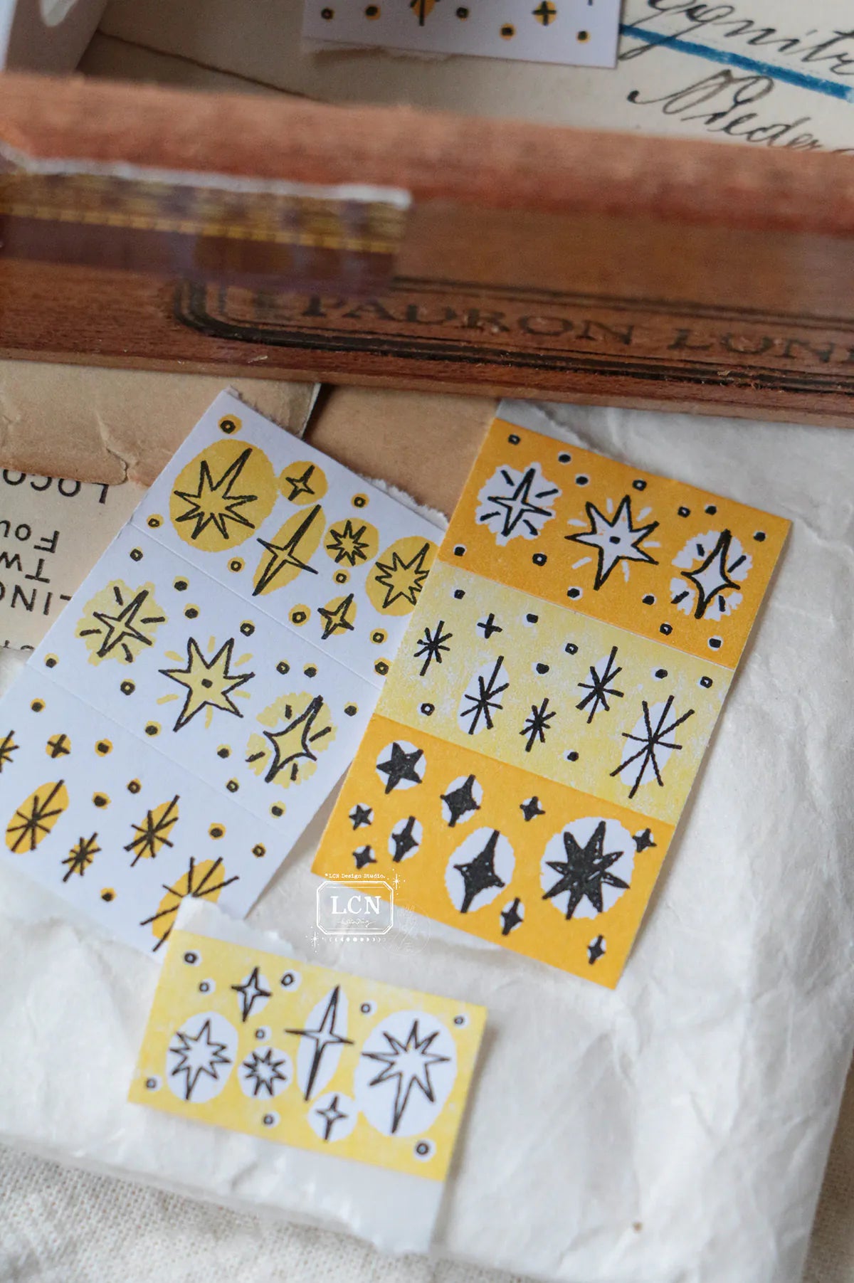 LCN Label Sticker Roll: Hand Drawn Star- Yellow