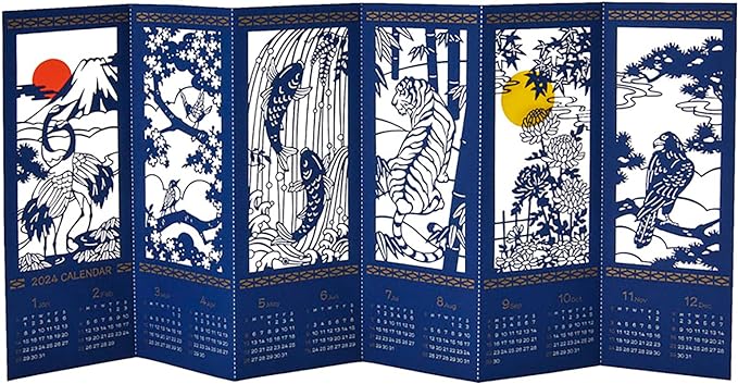 Sanrio Greeting Card: Bamboo Folding Screen Scenes (Four Seasons) 2024 Calendar