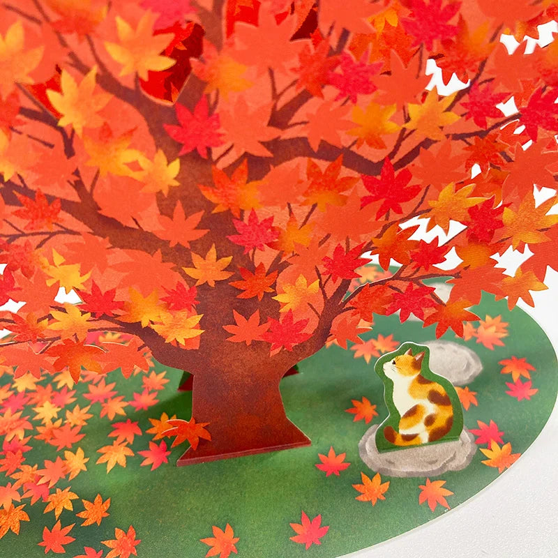 Sanrio Greeting Card: Autumn Leaves with Cat