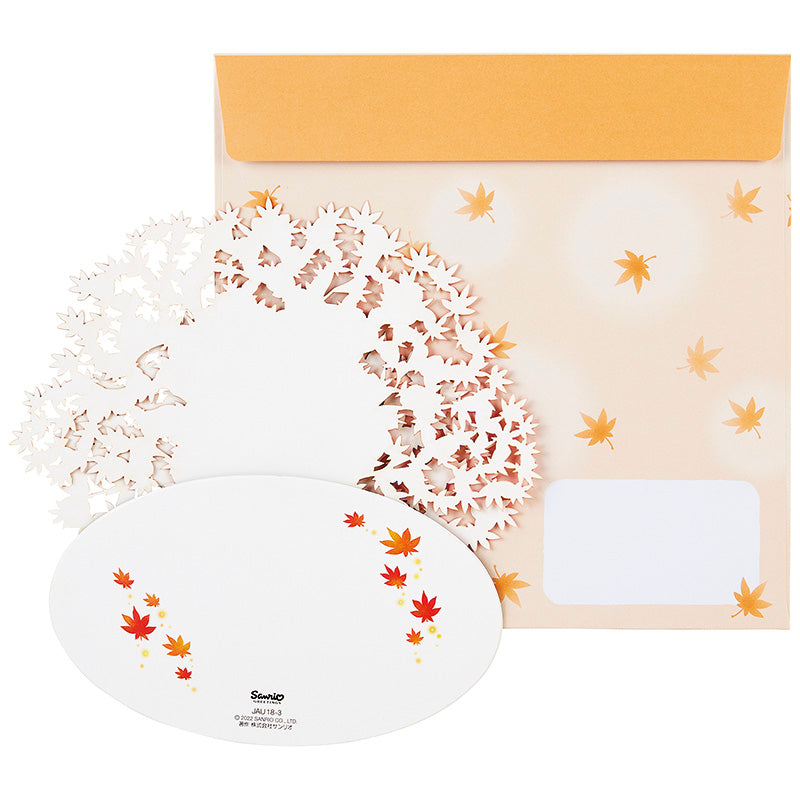 Sanrio Greeting Card: Autumn Leaves with Cat