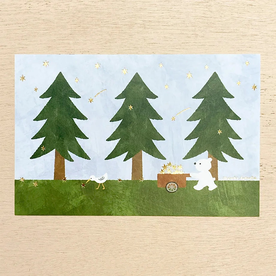 Cozyca products: Mariko Fukuoka: Postcard - Hoshi Kuma (Star Bear)