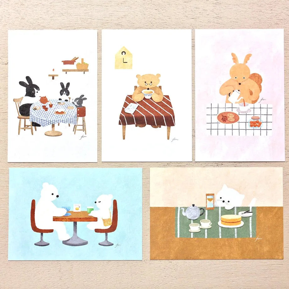 Cozyca products: Mariko Fukuoka: Postcard Set - Tea Time