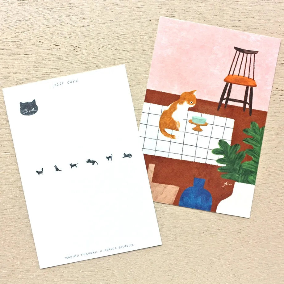 Cozyca products: Mariko Fukuoka: Postcard Set - meow