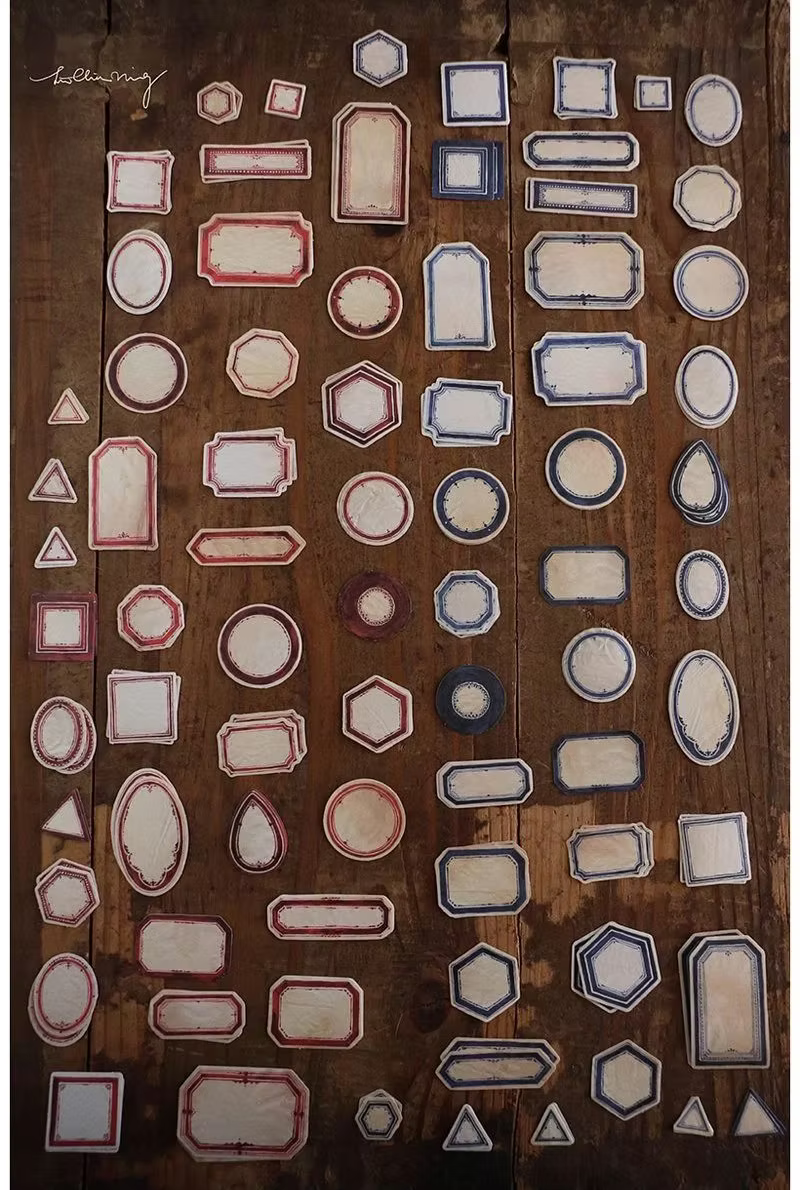 LCN Vintage Red & Blue Label Sticker Box