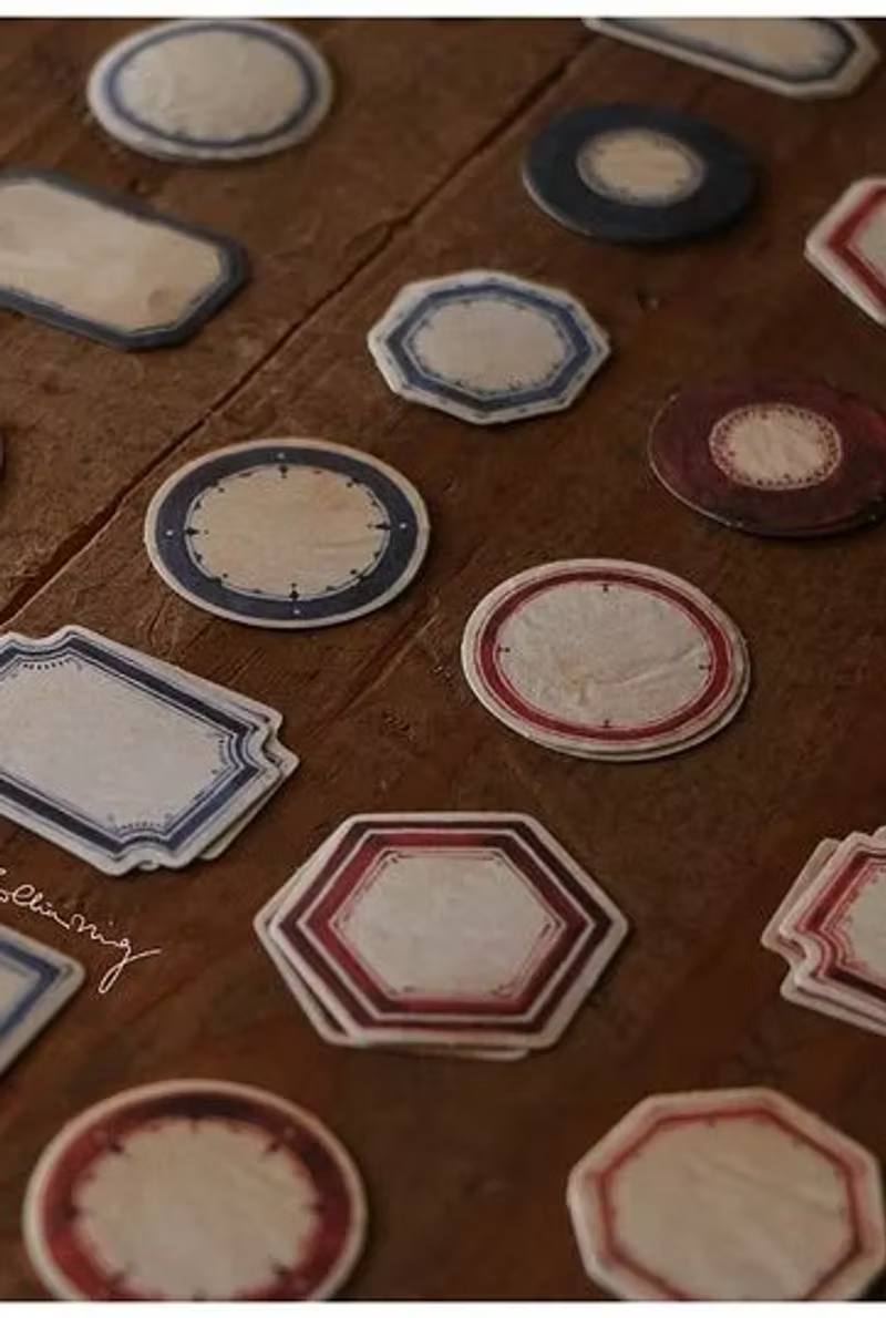 LCN Vintage Red & Blue Label Sticker Box