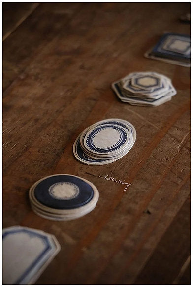 LCN Vintage Red & Blue Label Sticker Box