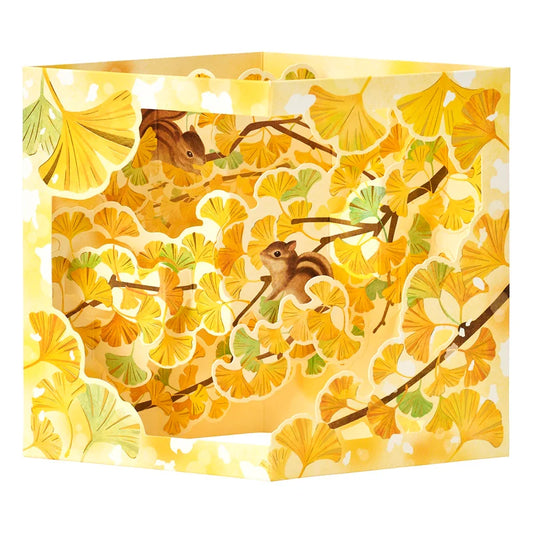 Sanrio Greeting Card: Ginkgo Leaves with Chipmunk