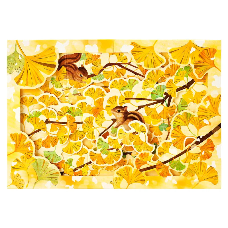 Sanrio Greeting Card: Ginkgo Leaves with Chipmunk
