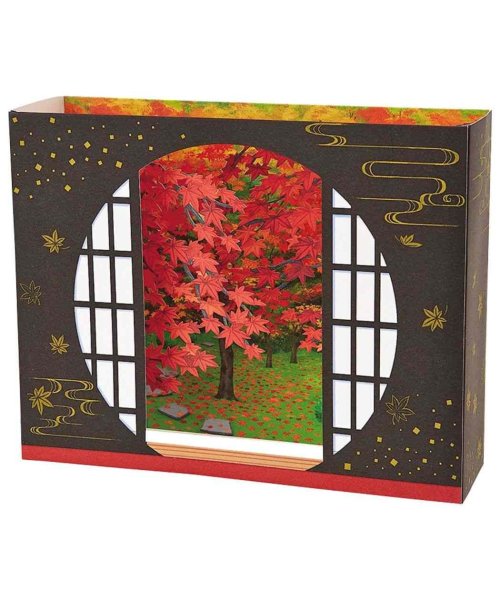 Greeting Card: Autumn Leaves in a Round Window