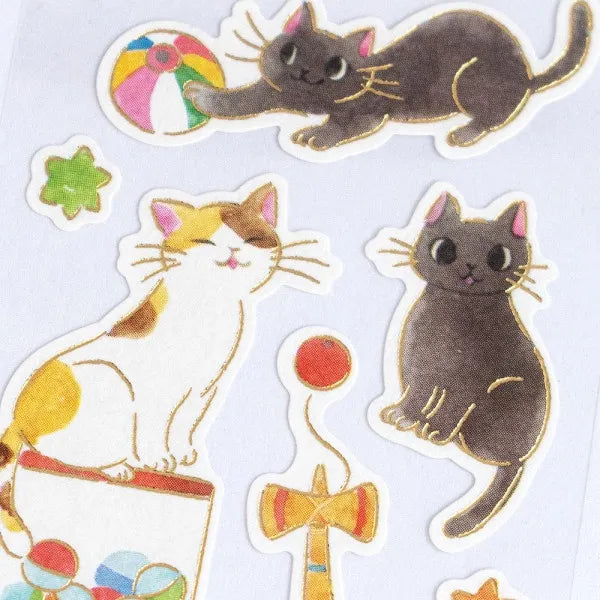 Nekorobi Washi-Sticker: Omochi & Azuki the Marquee Cats of sweets & snacks shop