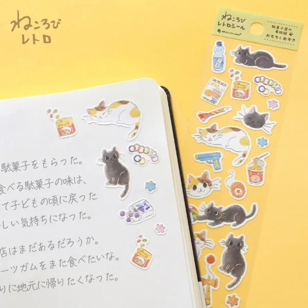 Nekorobi Washi-Sticker: Omochi & Azuki the Marquee Cats of sweets & snacks shop