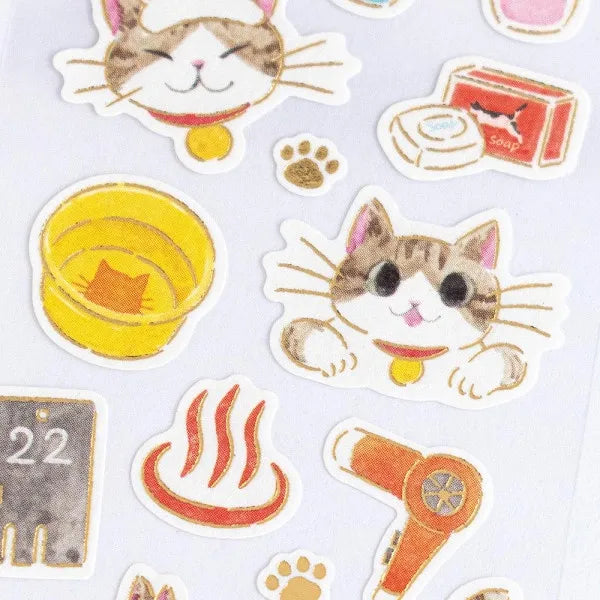 Nekorobi Washi-Sticker: Yunosuke the Attendant Cat of a Bathhouse