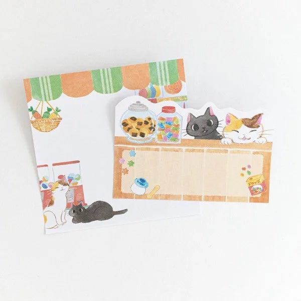 Nekorobi Sticky Notes: Omochi & Azuki the Marquee Cats of sweets & snacks shop