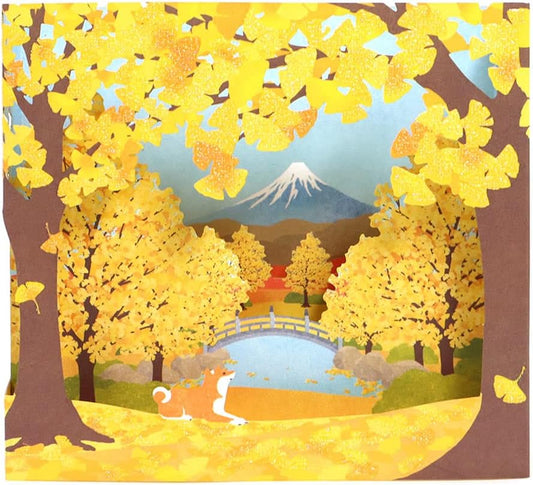 Hallmark Card: Mt. Fuji with Gingko Leaves