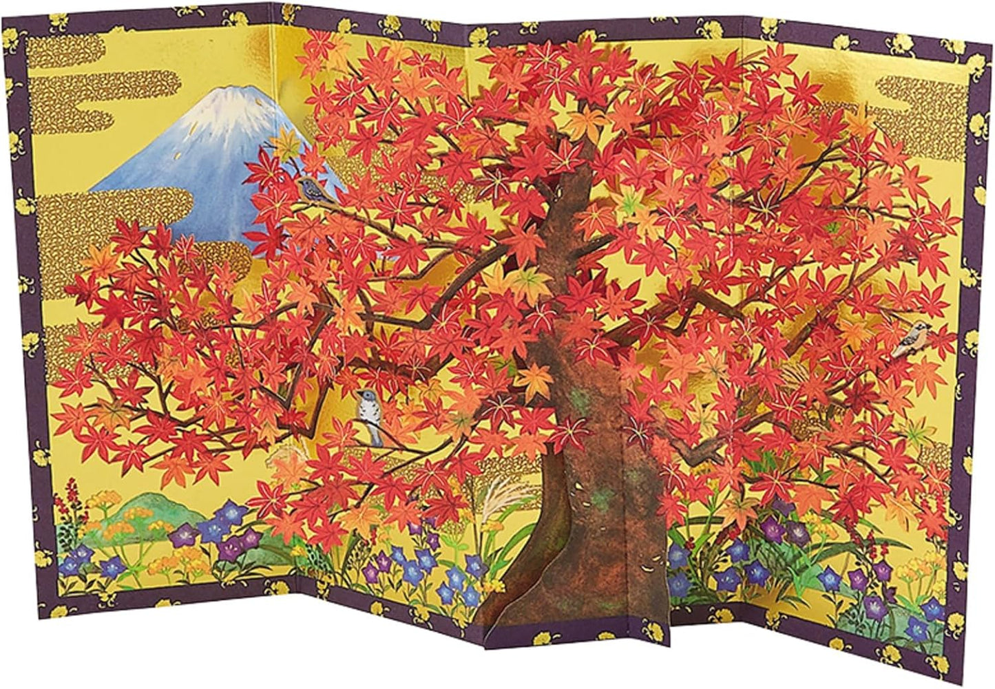 Greeting Card: Mt. Fuji with Autumn Leaves (accordion fold)