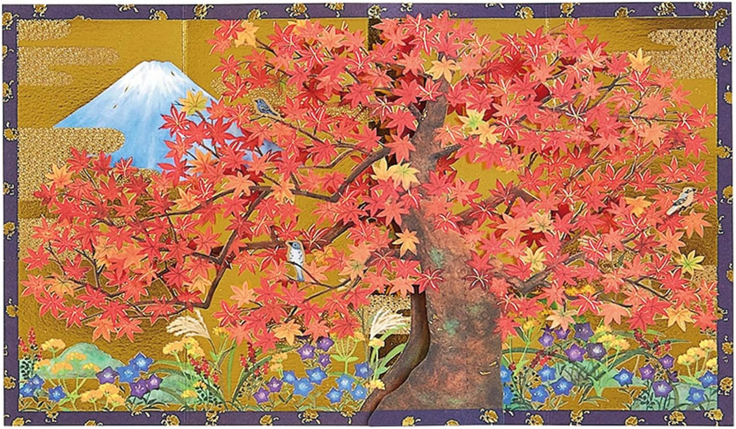 Greeting Card: Mt. Fuji with Autumn Leaves (accordion fold)