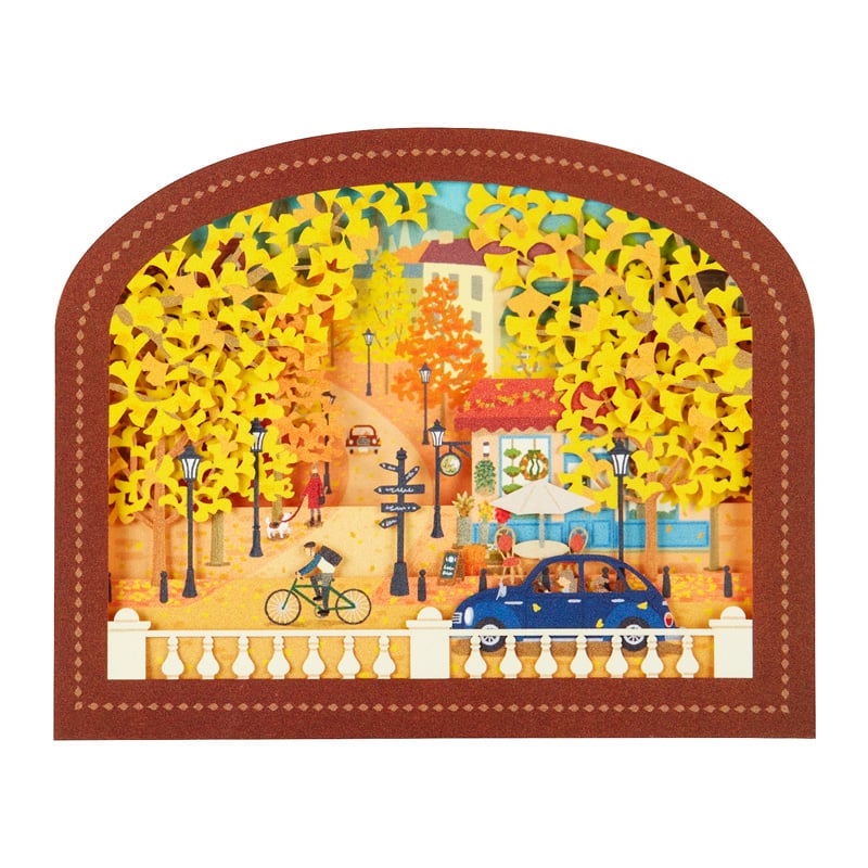 Sanrio Greeting Card: A Town with Row of Ginkgo Trees