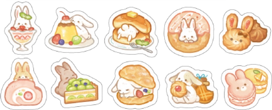 Washi Flake Seal Sticker Set: MOGU-MOGU Animals