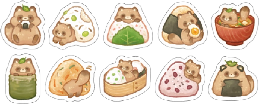 Washi Flake Seal Sticker Set: MOGU-MOGU Animals