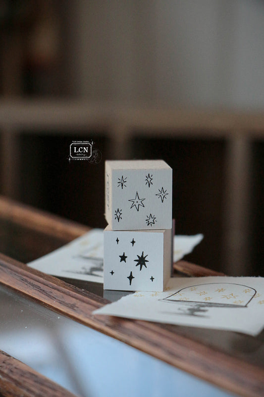 LCN Rubber Stamp: Hand Drawn Stars Set - S size (2 stamps)
