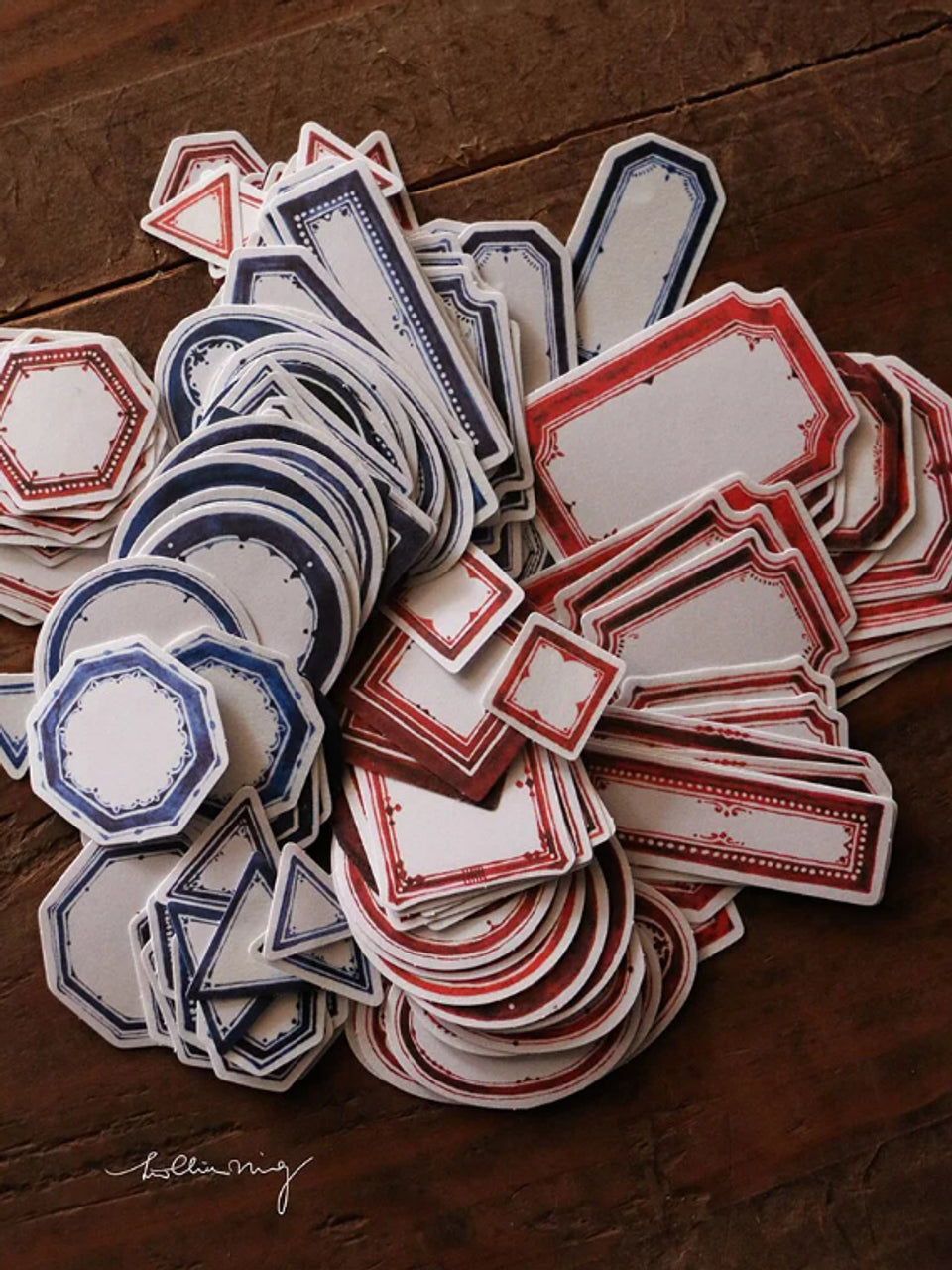 LCN Vintage Red & Blue Label Sticker Box