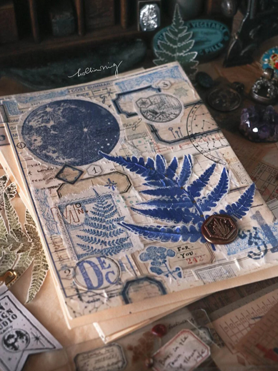 LCN Vintage Red & Blue Label Sticker Box