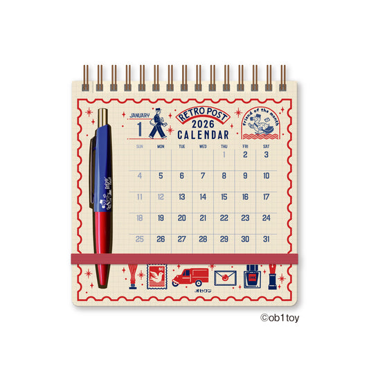 オビワン (ob1toy): 2026 Calendar (with Ball Point Pen) - Retro Post