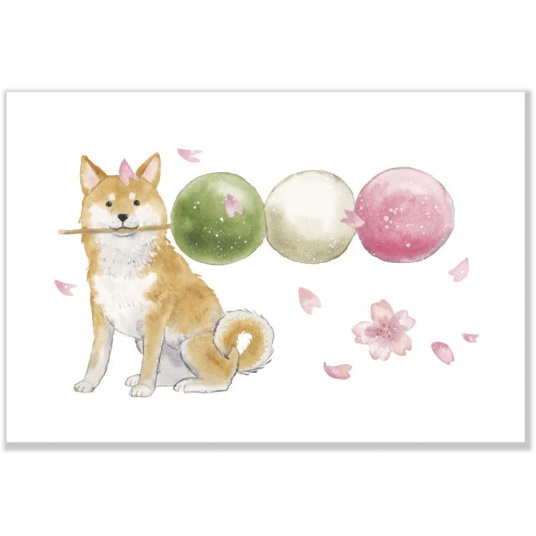 Postcard Set: 村田 夏佳 (Natsuka Murata): Shiba-Inu Spring series (11 postcards)