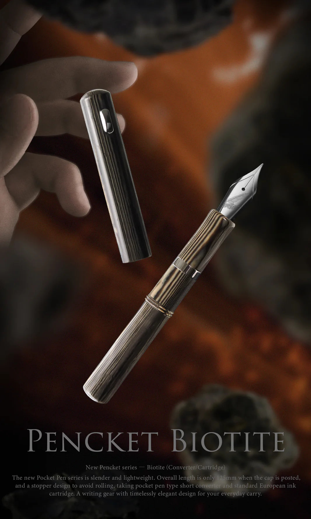 Fine Writing Pencket Fountain Pen: Biotite