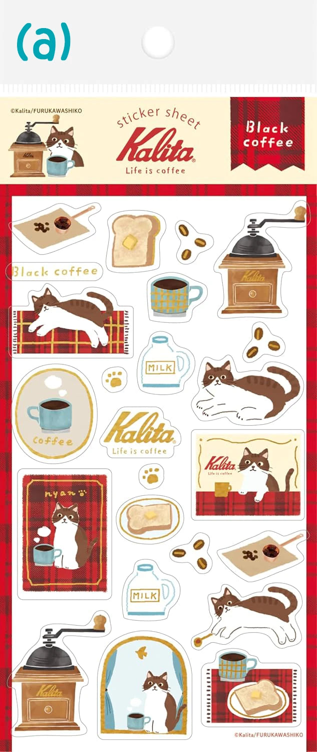 Furukawa Paper: Washi Paper Stickers Sheet - Kalita: Life is Coffee Series