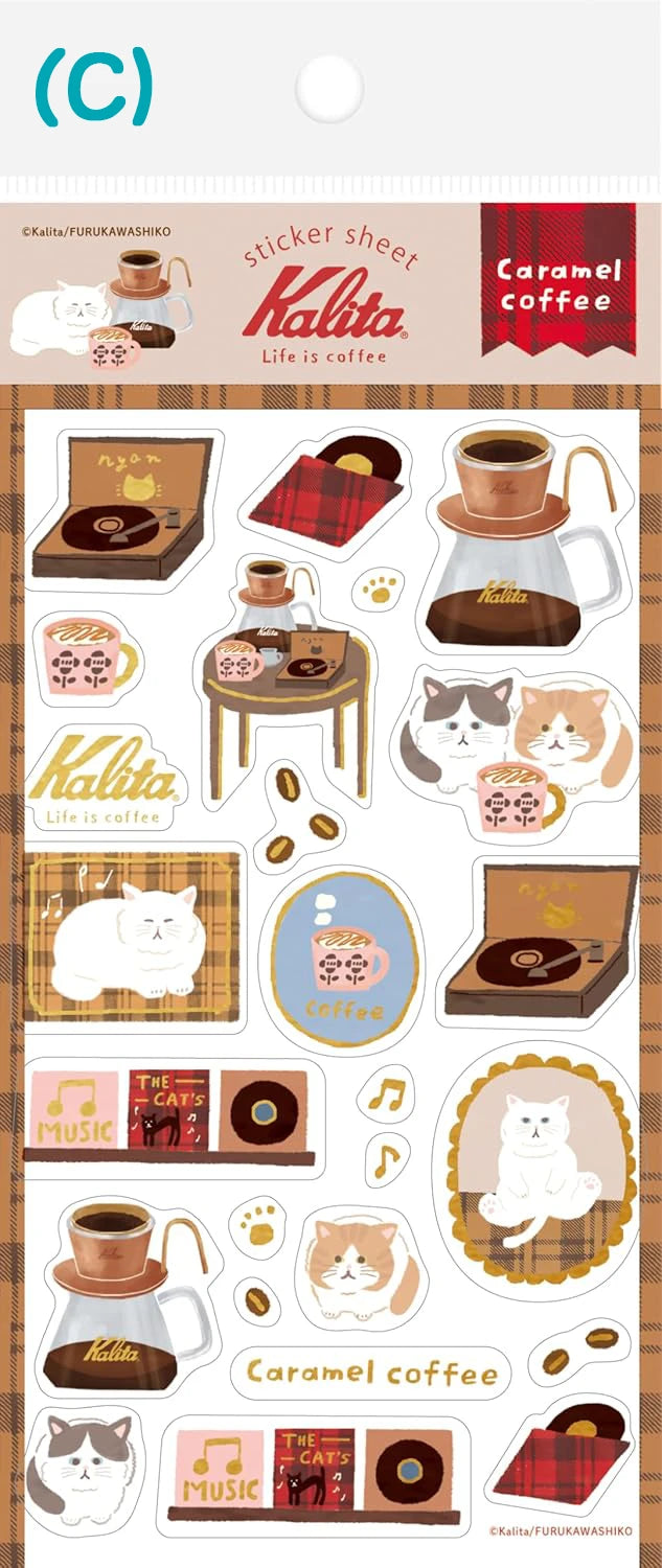 Furukawa Paper: Washi Paper Stickers Sheet - Kalita: Life is Coffee Series