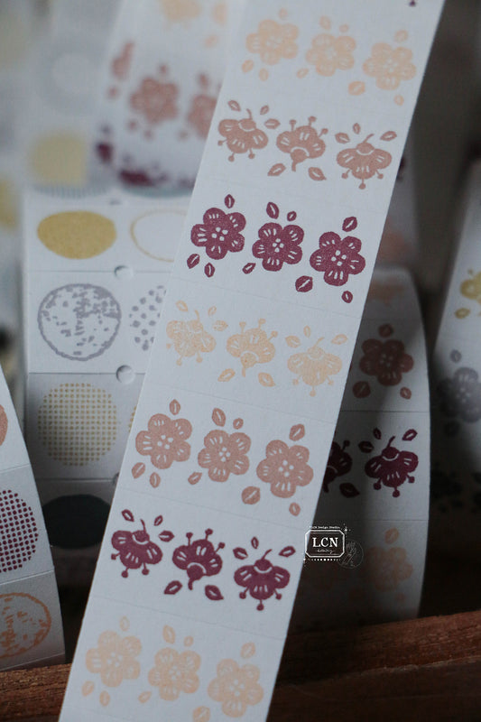 LCN Label Sticker Roll: Spring Flower - Red Tone