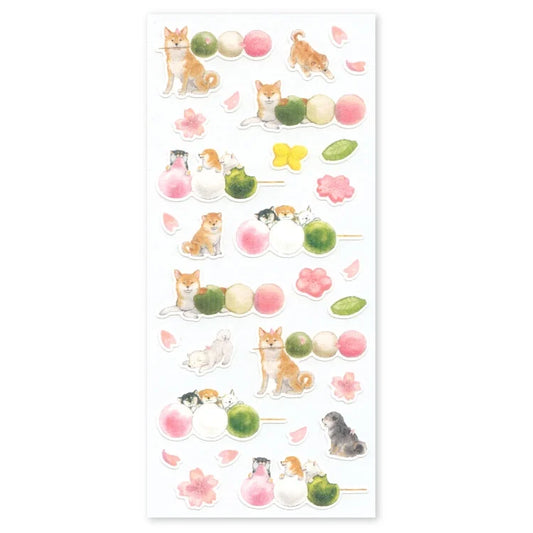 Stickers Sheet: 村田 夏佳 (Natsuka Murata): Shiba-Inu with Traditional Japanese Sweets (Sakura Flavor) vol. 3