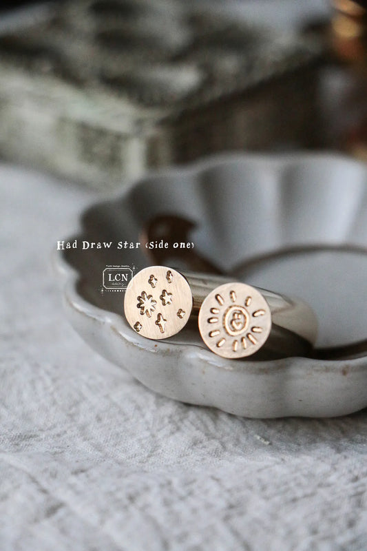 LCN Mini Double-sided Wax Seal Stamp Set: Hand-Drawn Stars