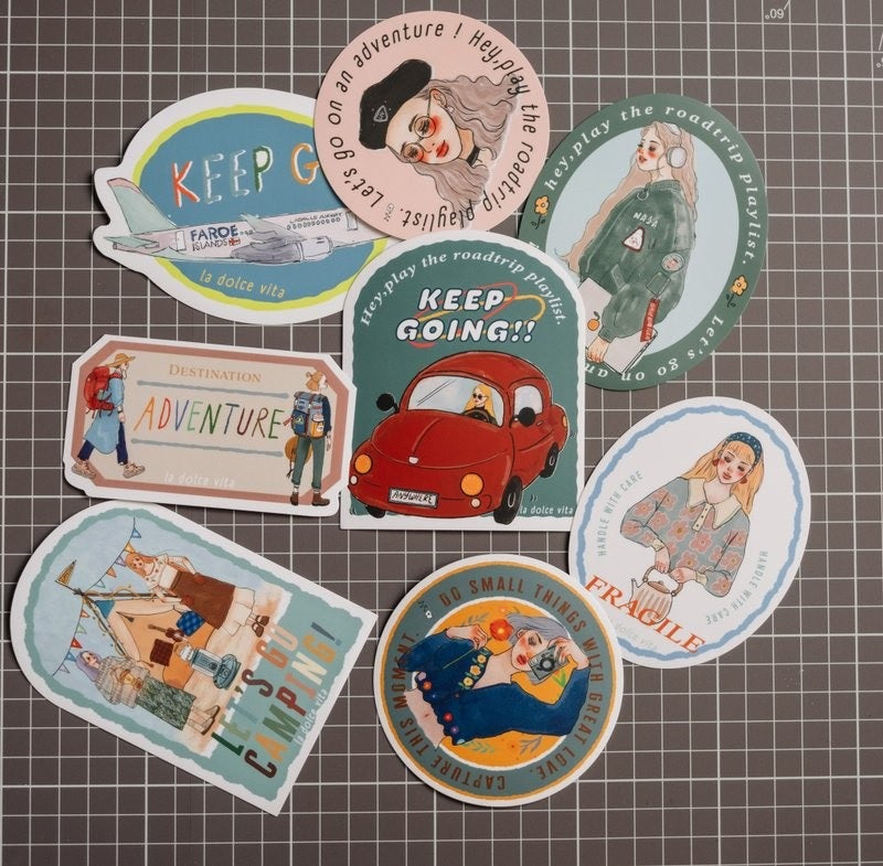 LA DOLCE VITA: Waterproof Stickers Set - Travel Agency (Set of 8 stickers)