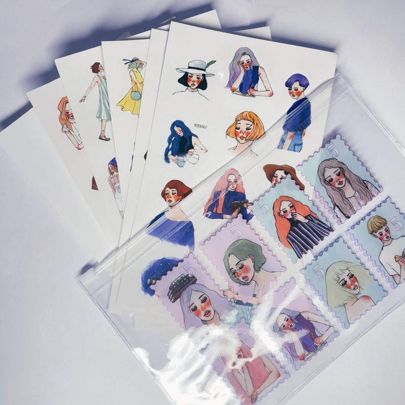 LA DOLCE VITA: Zip Bag Stickers Set - Transparent stickers set with 5 sheets in