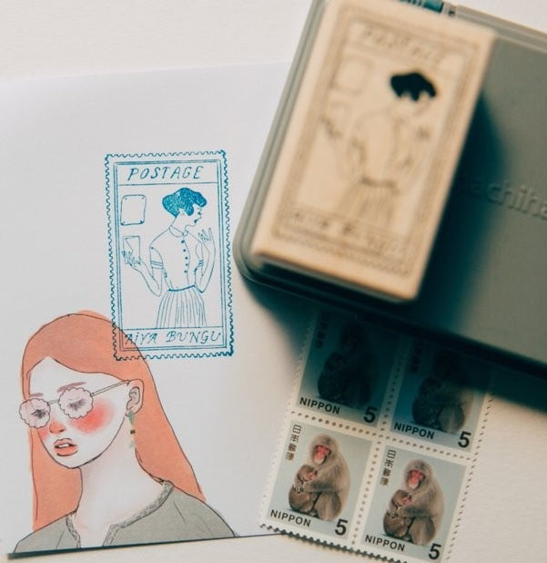 LA DOLCE VITA: Rubber Stamp - Aiya Postage Stamp Girl