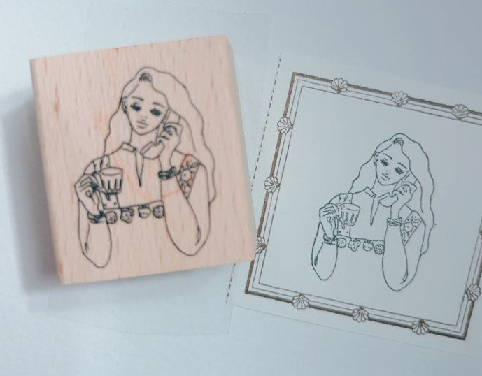 LA DOLCE VITA: Rubber stamp - Afternoon Tea Girl