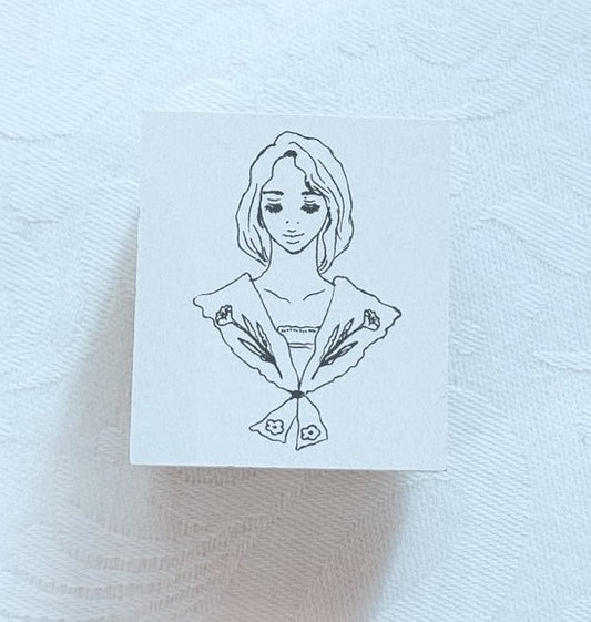 LA DOLCE VITA: Rubber Stamp - Flower Scarf Girl