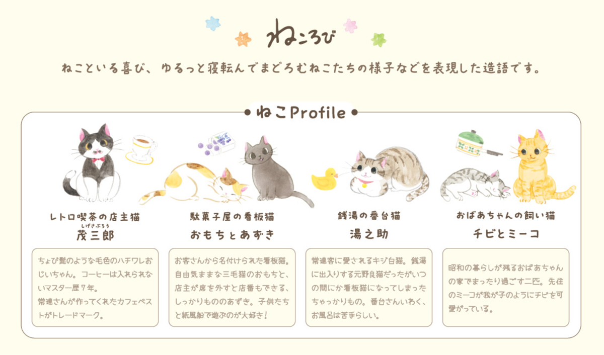 Nekorobi Washi-Sticker: Omochi & Azuki the Marquee Cats of sweets & snacks shop