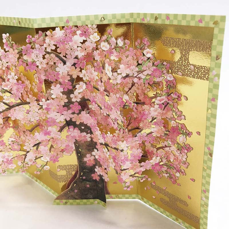 Greeting Card: Spring, Cherry Blossom Folding Screen