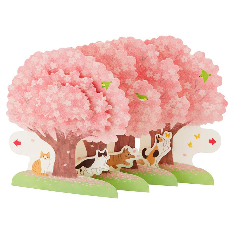 Greeting Card: Spring, Cats from Cherry Blossoms