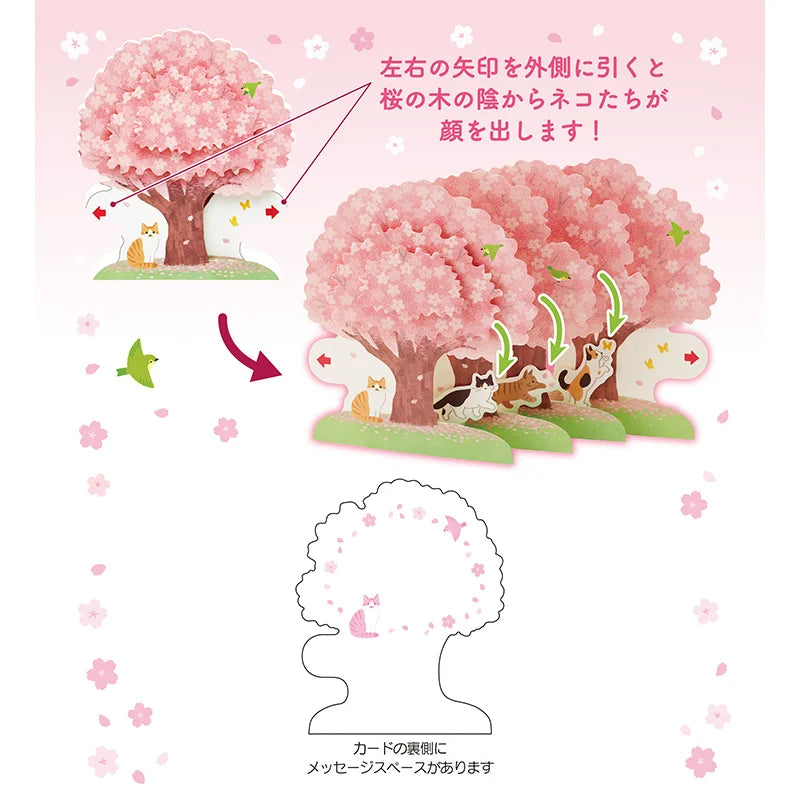 Greeting Card: Spring, Cats from Cherry Blossoms