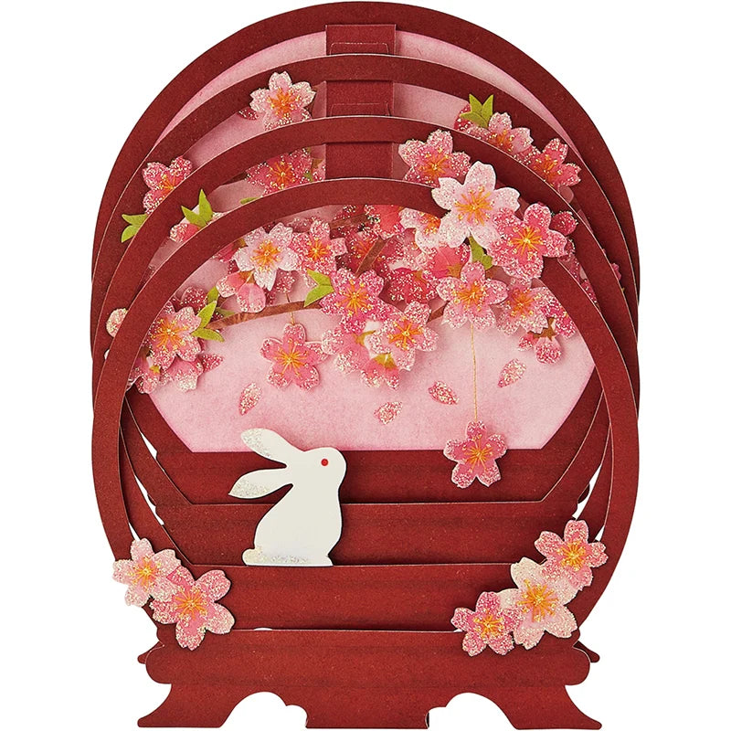 Greeting Card: Spring, Cherry Blossom & Rabbit