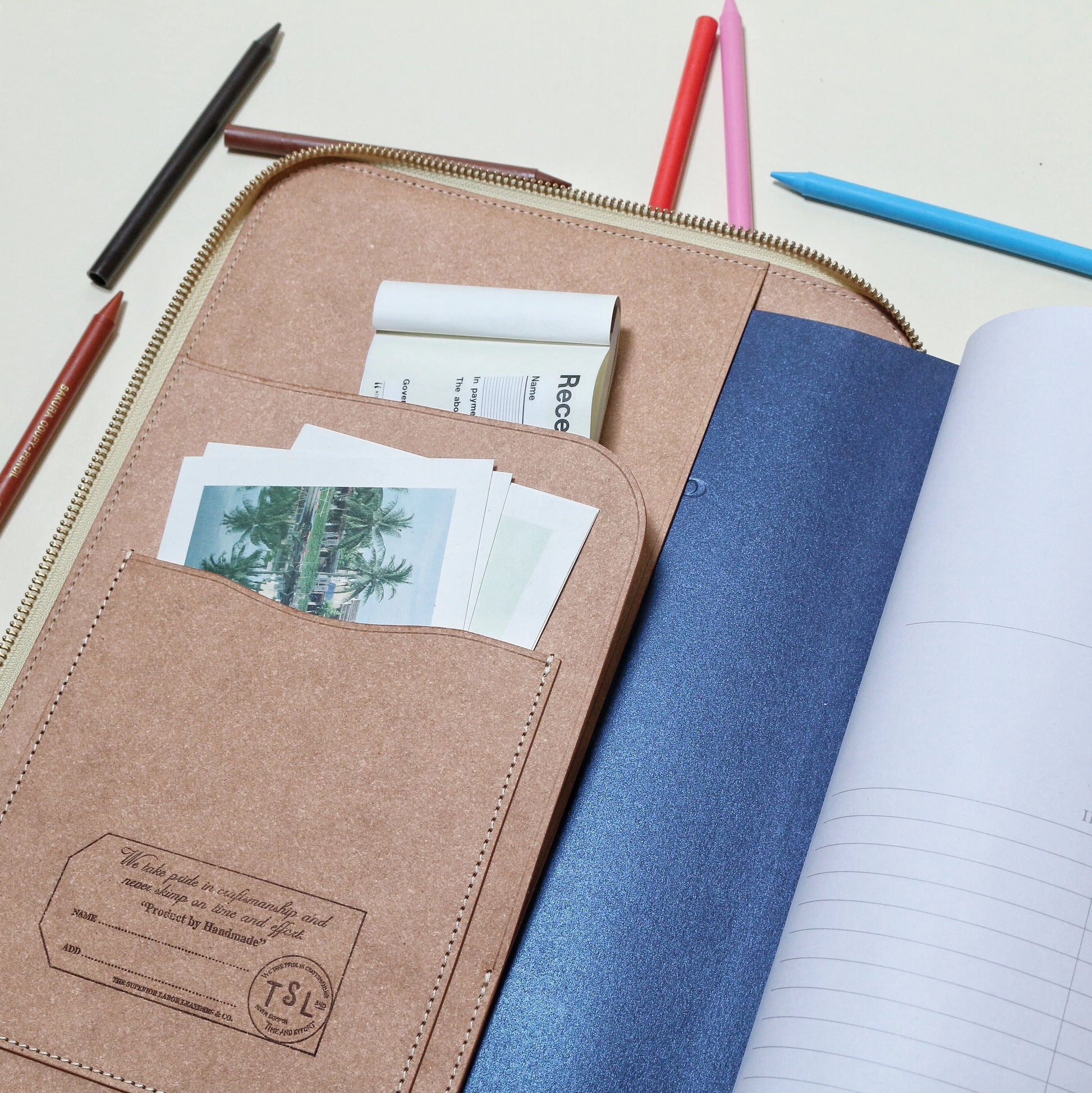 A4 Recycled Leather Zip Organizer – Wanderlust by T.S.L