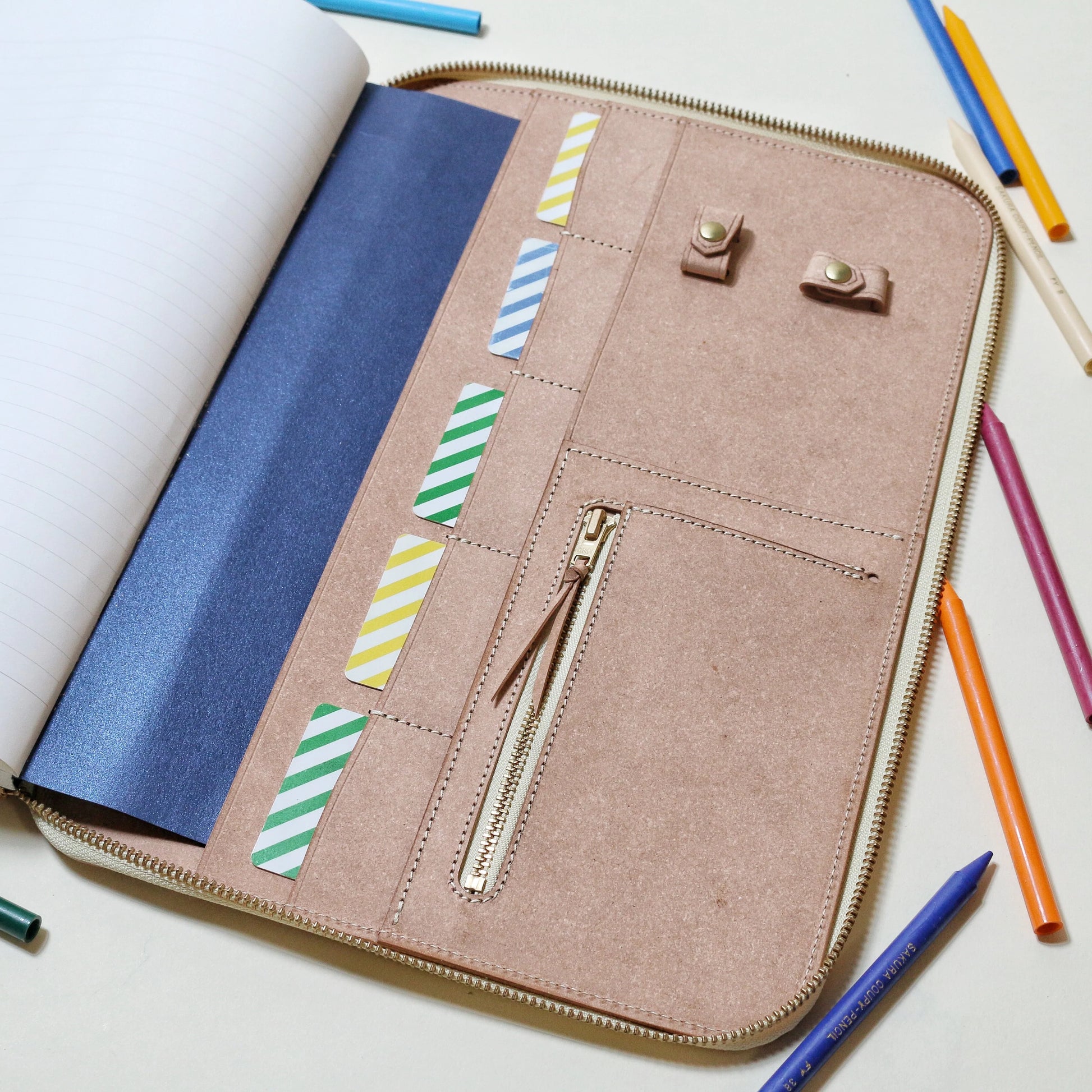 A4 Recycled Leather Zip Organizer – Wanderlust by T.S.L