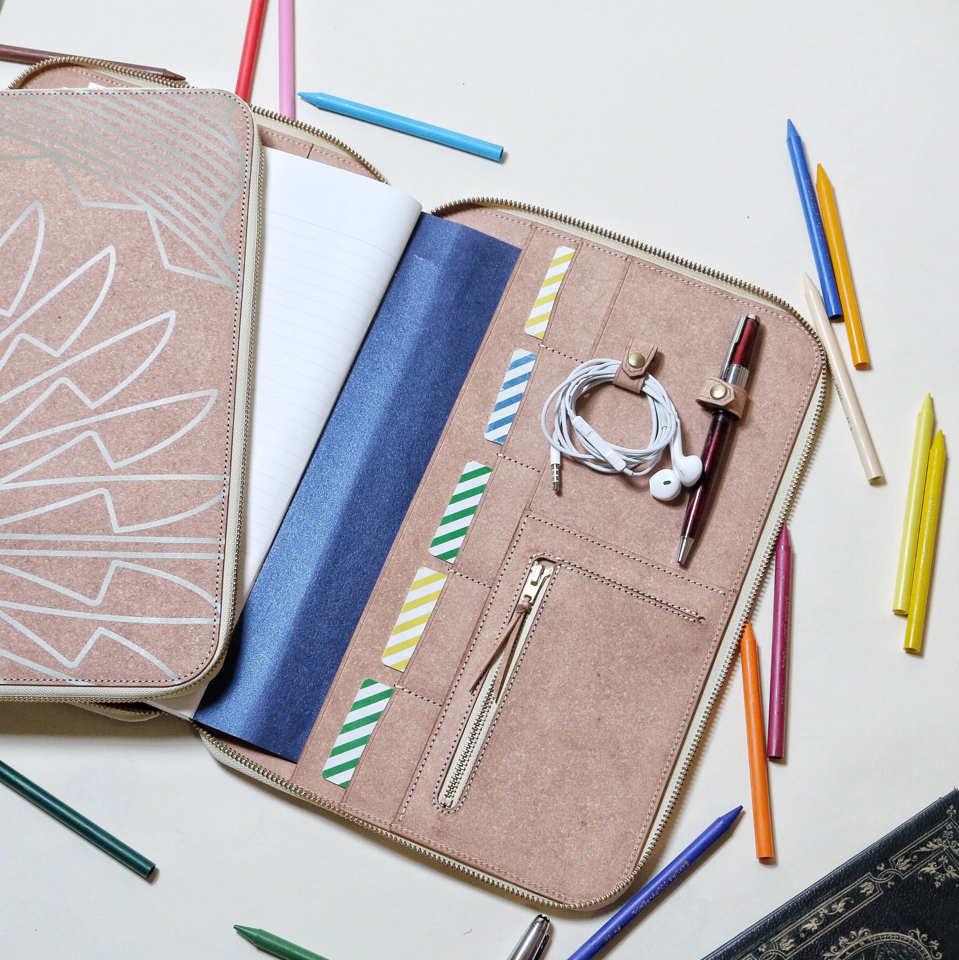 A4 Recycled Leather Zip Organizer – Wanderlust by T.S.L